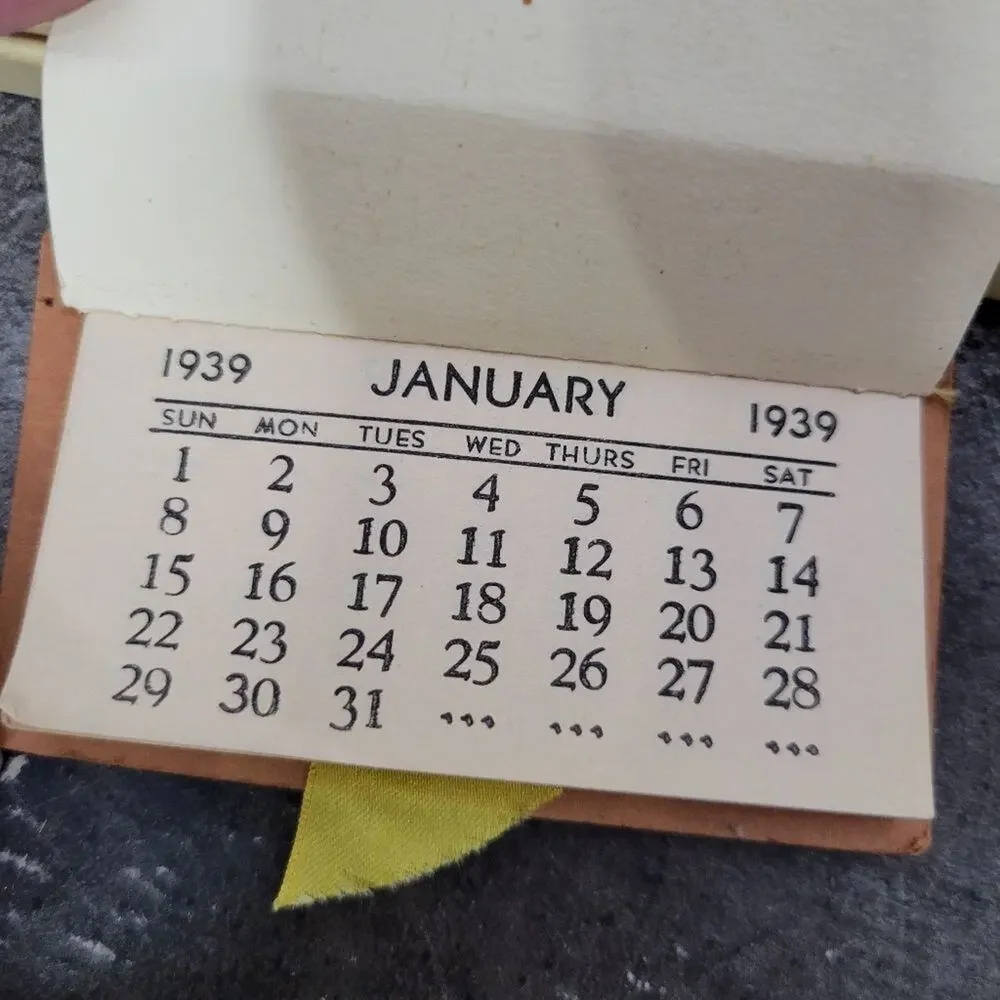 1939 Calendar Reverse Painted Glass Advertisment